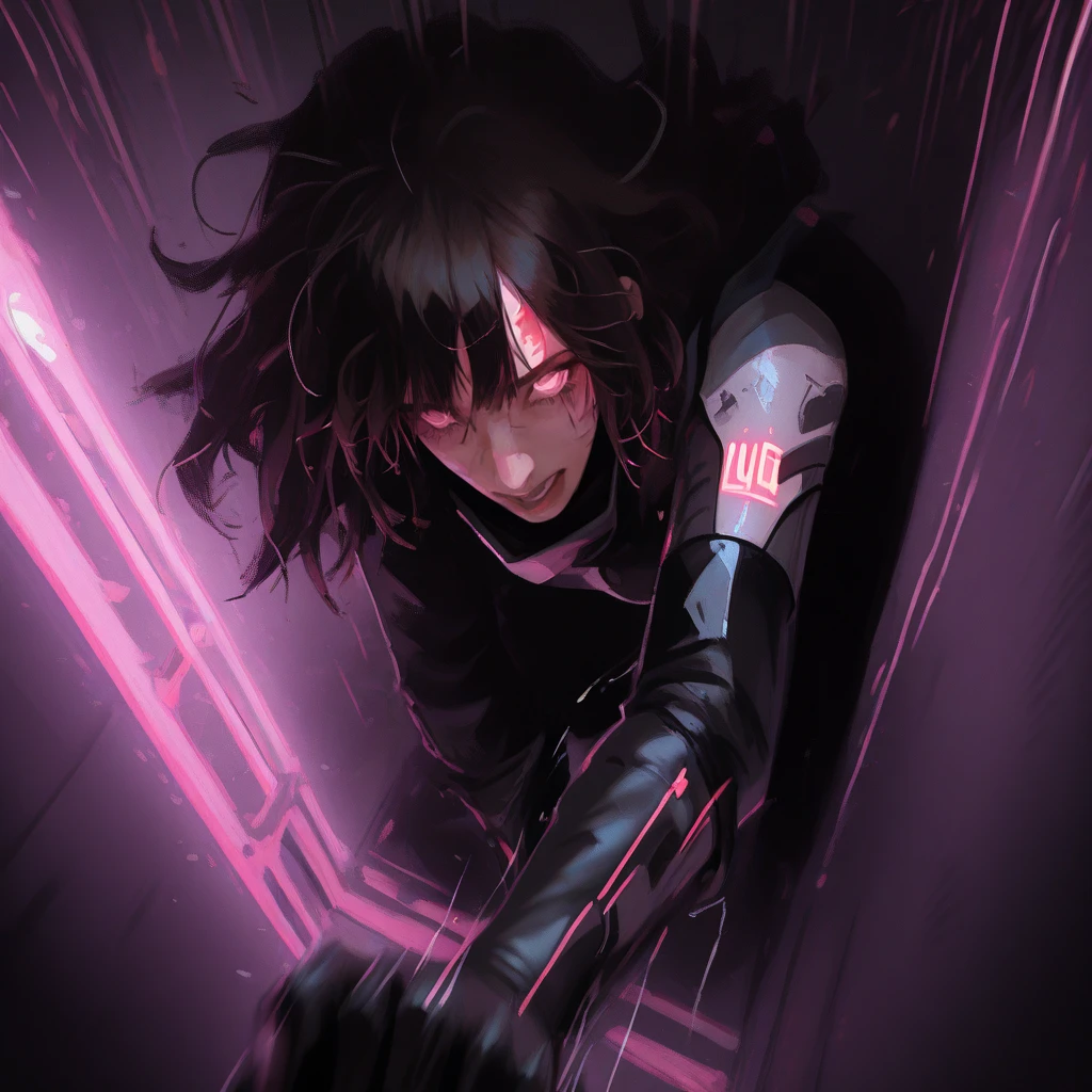 a man with black hair and purple eyes, restrained in a straitjacket, maniacal expression, dim lighting, mental hospital, tense atmosphere, cinematic lighting, dramatic shadows, chiaroscuro lighting, moody lighting, photorealistic, highly detailed, hyper realistic, award winning art, digital art, concept art, dark fantasy, character portrait