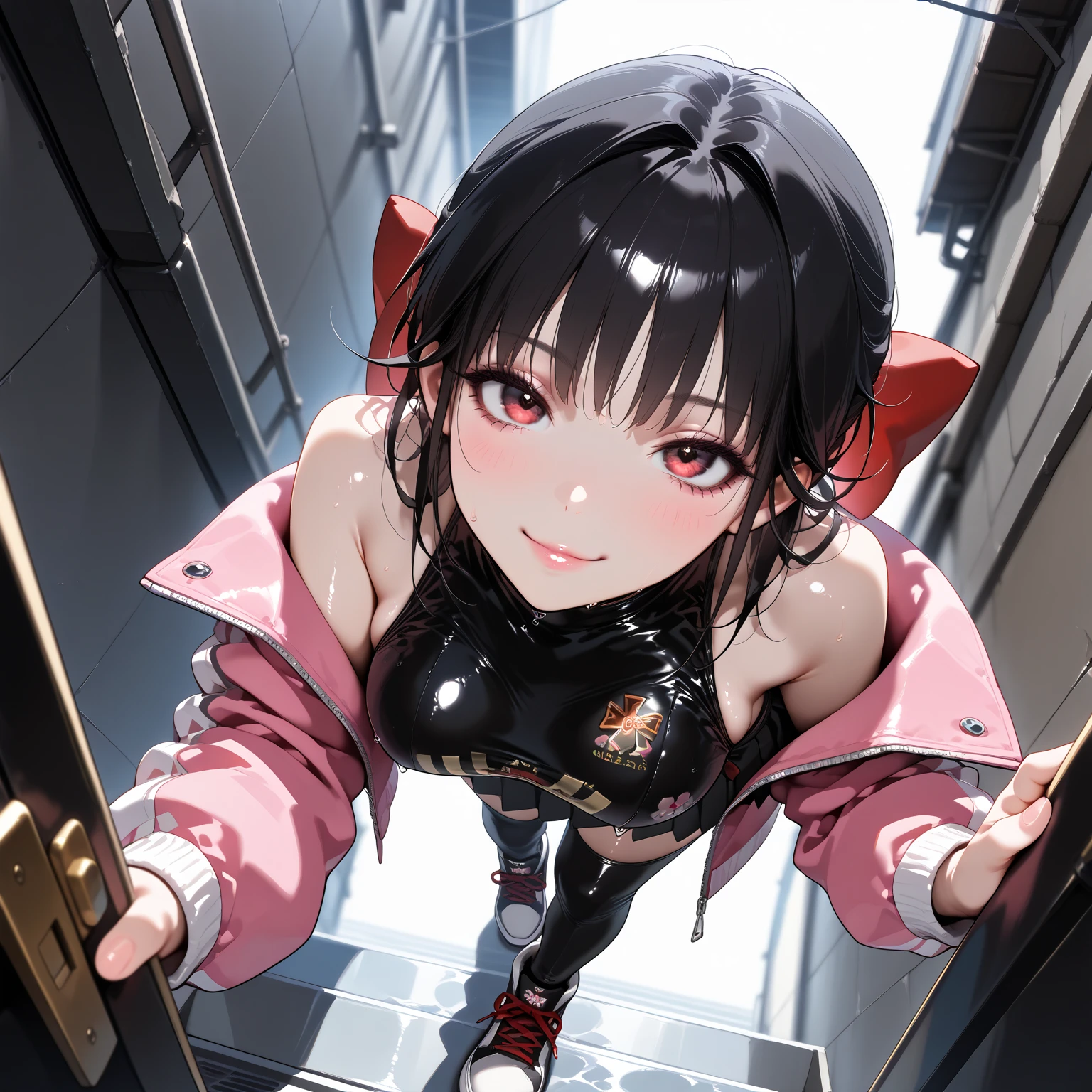 (((Browsing Caution, Close Up Facial , Front view , From below , Movie angle))) ,(On all fours), break 1girl, 20-year-old, (close your eyes),(((Embarrassing, Excited, Fascinating, In the heat, orgasm,Blushing,shortness of breath, Very humid,vapor、Man grabbing woman's breasts))) , break (((Bright pink and green hair))),(Semi-long hair tied in one piece、Add a light pink ribbon to the end.:1.3),(((Two-part bangs , middle part, Bangs parted in the middle, Side-swept bangs))), (amount:1.3), (Small breasts:1.0) ,((Sweaty skin, Dripping , girl trembling with Sexual climax, Cum in pussy, pubic hair)) ,Thin dots, feminine, Slightly muscular, Dynamic pose,((((vagina,Sex, A boy and his penis,Heterolo, Women in front and men in back , dorsal position, Cum in pussy, pubic hair)))), break, (((White - Solid - Short Sleeve - Safari Shirt ,Bottomless))), break, (((Midnight,On the bed))),(masterpiece), (Realistic), (Highest quality), (Super detailed), wonderful, ((A face with attention to detail)) , clavicle, High resolution , (Super detailed), Smooth, 16K, Vibrant colors,vagina,Sex,