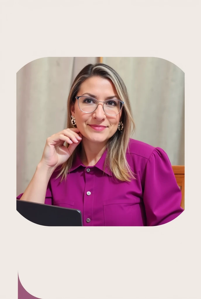 blonde woman in pink shirt and glasses, sentada em uma mesa, Carolina Gariba, Renata Glasc, embaralhamento dos namorados, fernanda suarez, powder Nándor Katona, lorena avarez, by Almeida Júnior, niele toroni, Carola Rubio, moleksandra shchaslyva, Giorgia Meloni