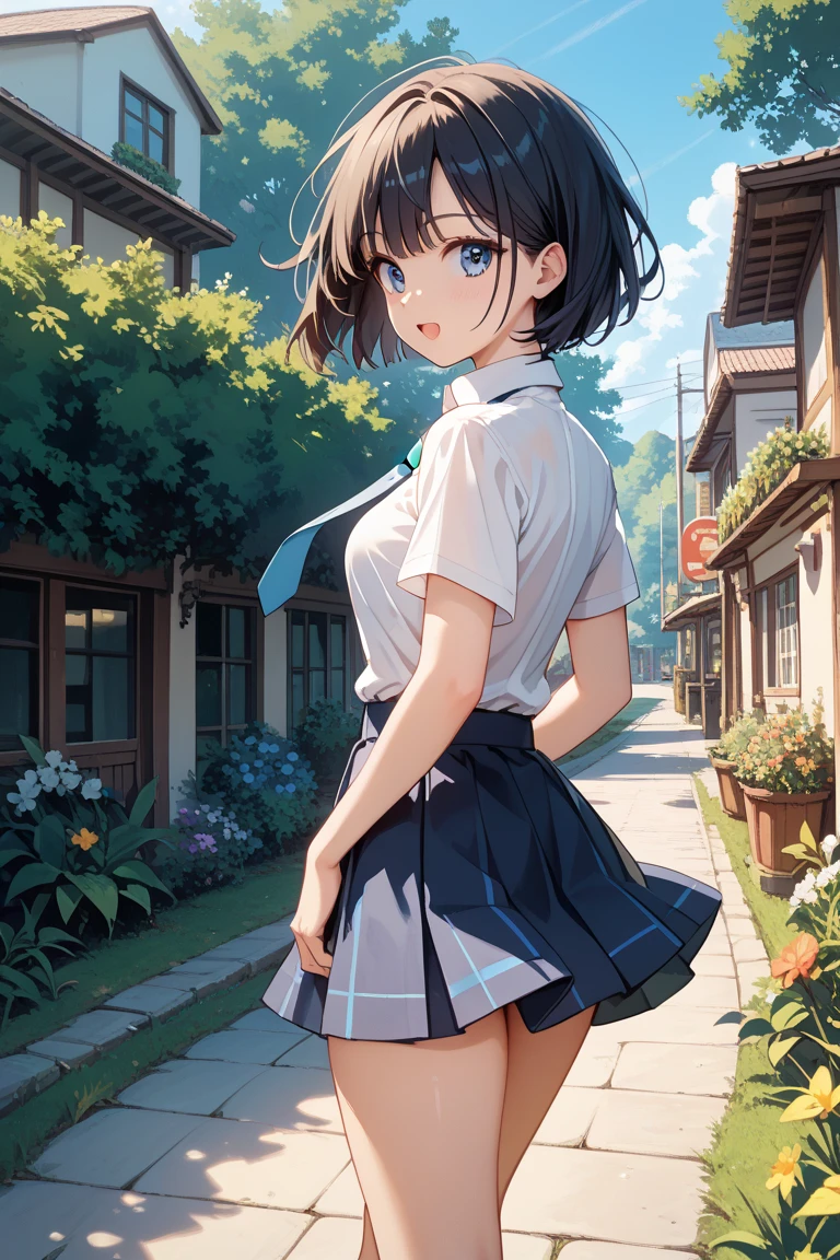 (Highest quality, masterpiece, Ultra-high resolution, (Photorealistic:1.4), RAW Photos),One girl,chool uniform,(wet:1.1), short sleeve,no skirt ,show off hip,no panties,no bra,(Very short black hair, Amazingly cute face, Very beautiful big black eyes)), Very lean body, Very flat and beautiful Massive Breasts and a beautiful ass,blush,Showcasing cleavage, legs, stretch legs, hip,spread legs, (back pose:1.3),View Viewer, Detailed face, Fine grain, Detailed Hair, Detailed body, Thigh details,