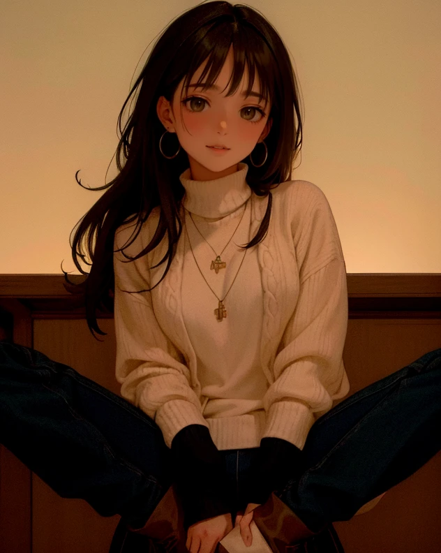 The brunette girl was alone in her bedroom