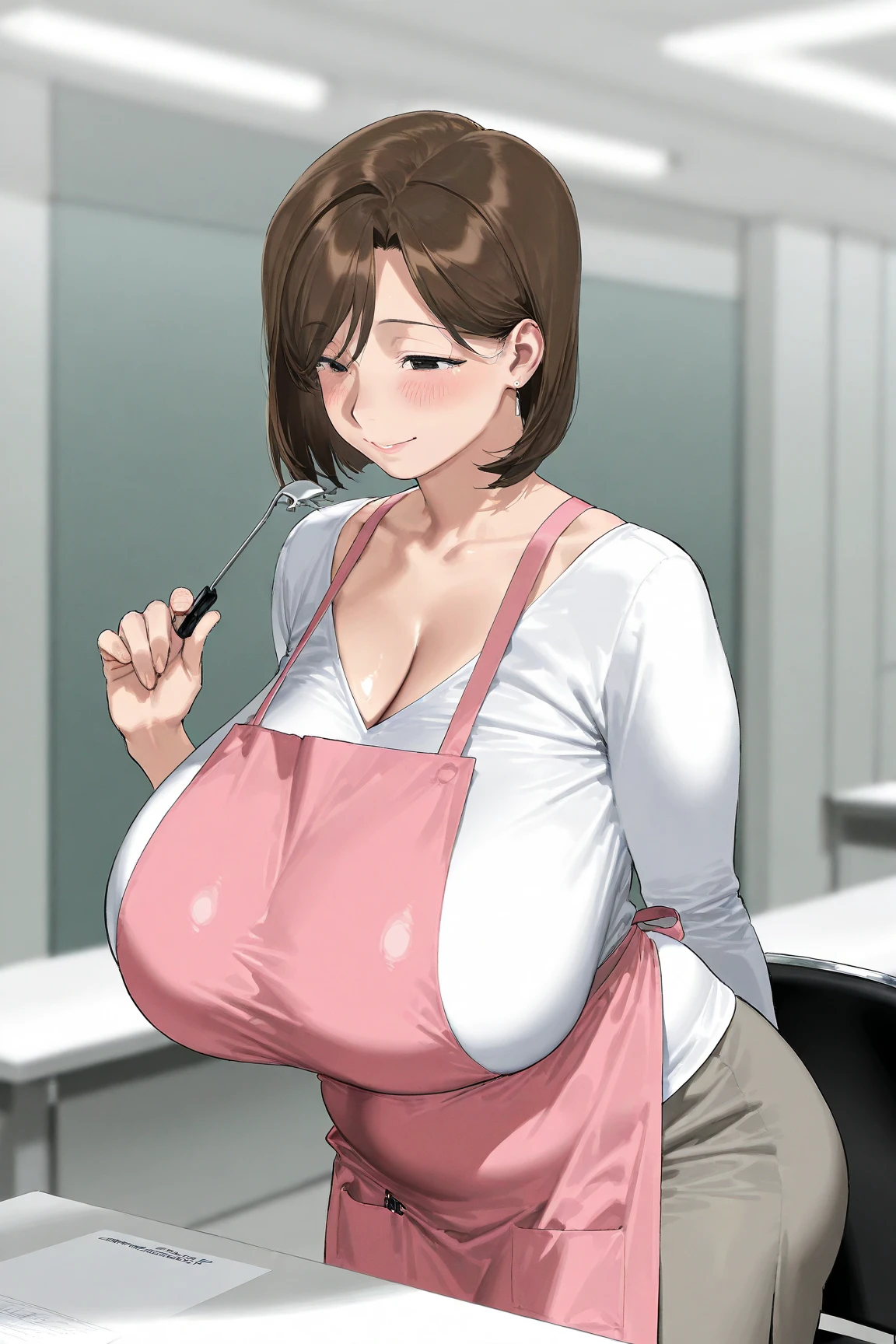 (masterpiece, best quality:1.2), Solitary, A girl, Ogawa Sukeko, ((Brown eyes,beautiful eyes)), Put your hair up,,running,playground,(slimming shirt),((Short vest,Detailed Sweater, jeans pants)),Showing under clothes, Thick body,Long sleeve,bedroom,dimly lit room,(Crushing chest:1.4),(Breasts pressed together:1.1), Five arms,Embarrassing,Smile, blush, CSR style texture, (Huge breasts),full bust,(Willow Waist:1.6),(Thin belly),(slim),((Clothed big tits)),((thin body)),(Slender limbs),slim的身材,breathe,Sweat,giggle,nose blush, Heart-shaped pupil,Embarrassing,troubled face,from above,Big Ass,(Cleavage01.3), (Look away:1.4),(from above)