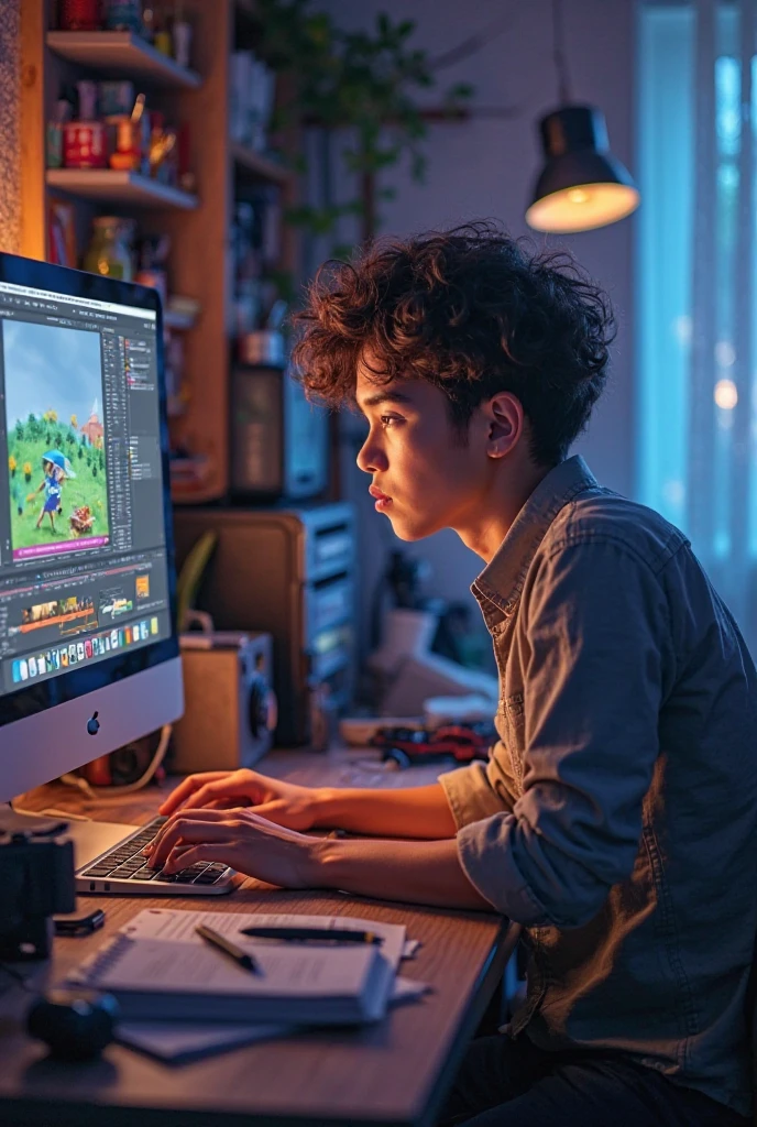 A 16years old boy as a editor so he use alight motion and capcut and node video editor so please give a picture not anime like realindian and blurry photo like snap