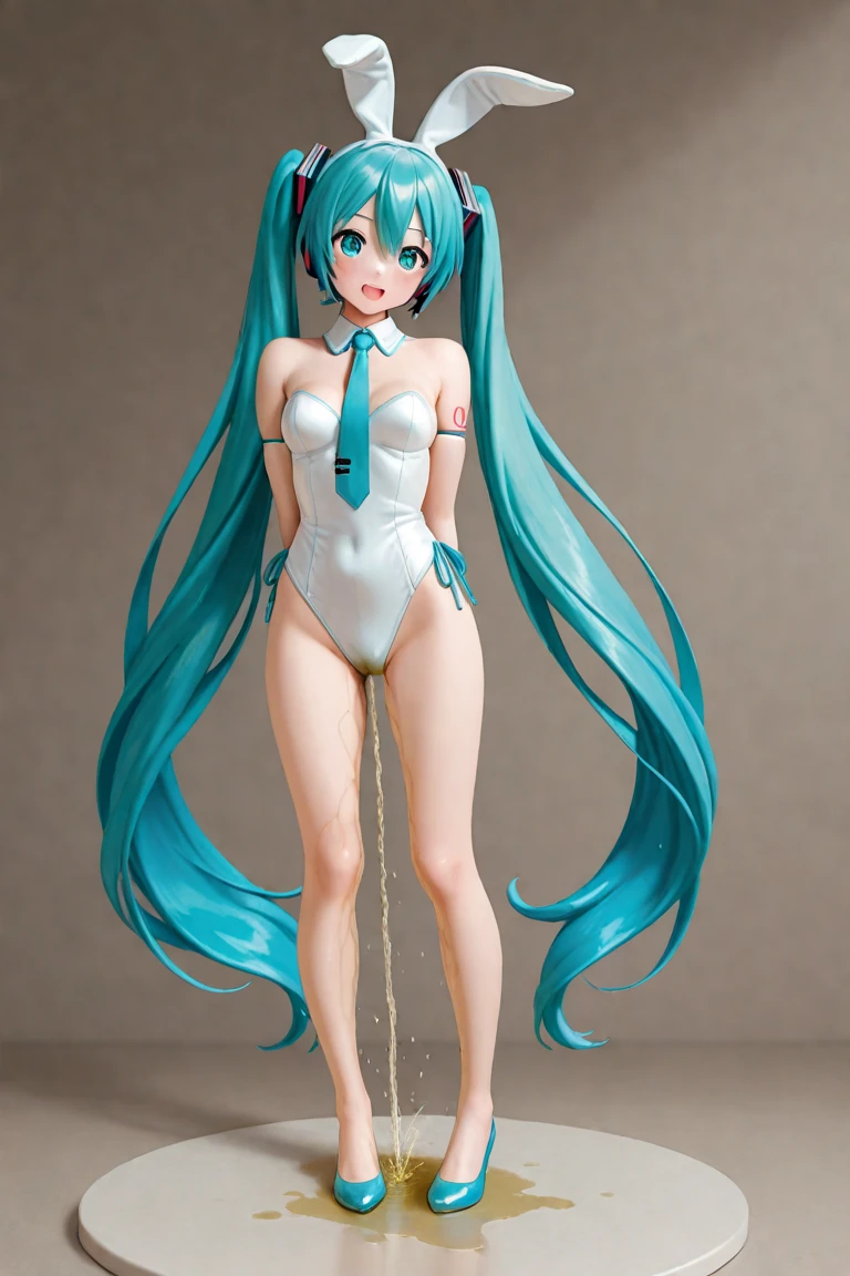 Close-up of a doll with long green hair and a white blouse, Os amigos, Hatsune Miku, mikudayo, Portrait of Hatsune Miku, a happy meal toy of hatsune miku, Hatsune Miku cosplay, Also, Hatsune Miku short hair, hatsune miku portrait, seductive anime girls, pvc figurine, hatsune miku face, vocaloid