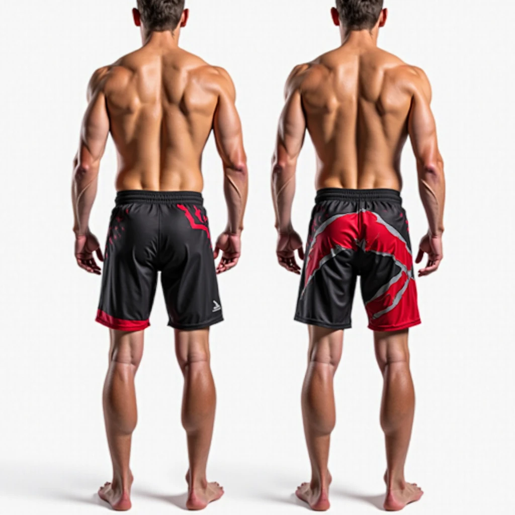 Create a black team short with some red and black scratches