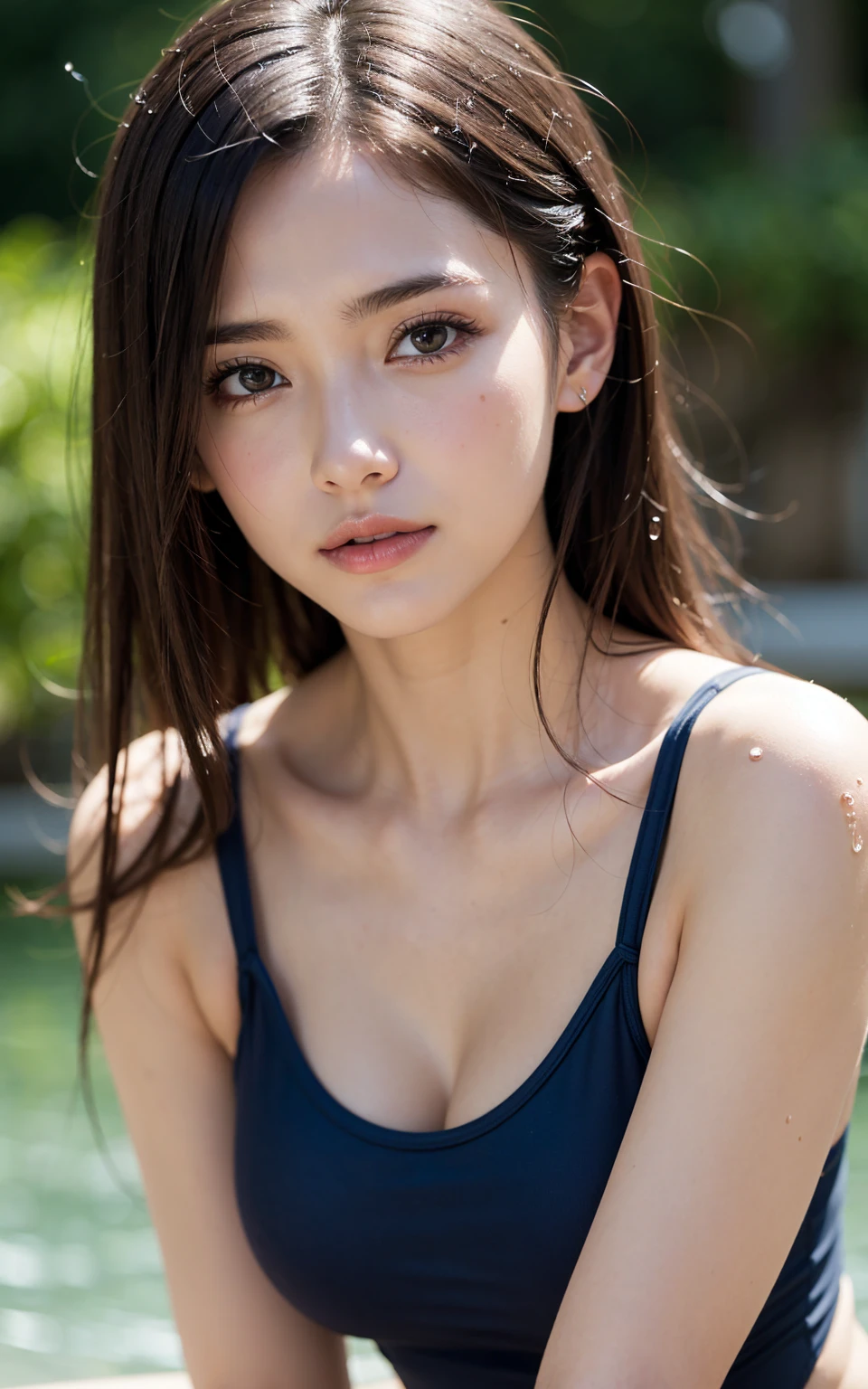 (((masterpiece))), highest quality, very detailed, detailed background, very beautiful girl, Japanese, 12, detailed face, bangs, (whole body:1.3), (random hairstyle :1.2), (young face), (perfect body:1.1), blouse, summer, In 8K, wallpaper, wonderful, finely, Super detailed, ultra high resolution, very detailed, pure erotic face, very detailed目と顔, beautiful and detailed eyes, very detailed肌, ((bold bikini)), no makeup, (natural skin), cowboy shot、のbeautiful girl、beautiful girl、1 person photo、1人のbeautiful girl、1 person photo、Photo of only one person、Photographed alone、Photo up to the chest、Photo showing up to the chest、I can see the cleavage、tits