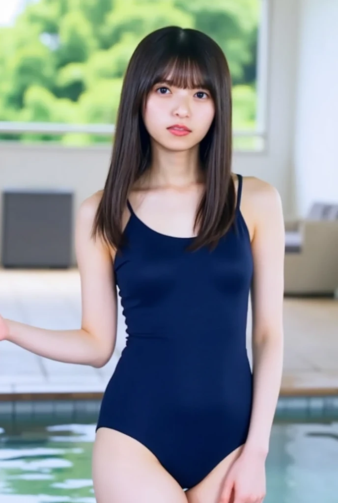 RAW Photos, 15 year old white guy, 、Blonde ponytail, long hair tied up, asymmetric hairstyle、Wet Hair、small size of breasts, Flat Chest、Slim body, Realistic, masterpiece, highest quality,Best Shadow, squatting position, Spread your legs, Spread your legs, Photorealism, Hyperrealism, Only one girl, (Urinating : 1.3), School classroom、(One-piece school swimsuit、Navy Blue), Exposed crotch、Front of body、Peeing、Urinating、Prominent crotch、Soaking wet、Sleepy face、Droopy eyes、orgasm、Ecstasy face、Ecstasy、barefoot、fold your hands behind your back、Body facing the viewer、Keeping an eye on the viewer、masturbation