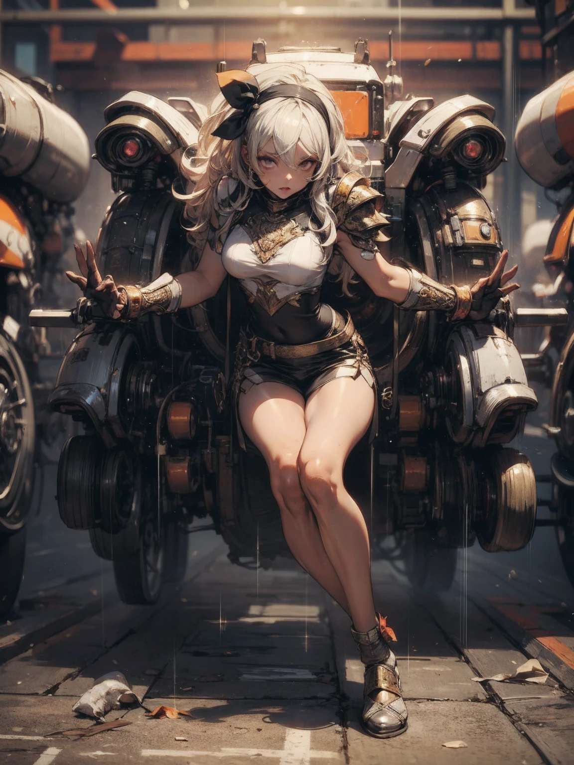 (masterpiece, top quality, best quality, official art, beautiful and aesthetic:1.2), extreme detailed,(fractal art:1.3),colorful,highest detailed
complex 3d render ultra detailed of a beautiful porcelain profile woman android face, cyborg, robotic parts, 150 mm, beautiful studio soft light, rim light, vibrant details, luxurious cyberpunk, lace, hyperrealistic, anatomical, facial muscles, cable electric wires, microchip, elegant, beautiful background, octane render, H. R. Giger style, 8k, best quality, masterpiece, illustration, an extremely delicate and beautiful, extremely detailed ,CG ,unity ,wallpaper, (realistic, photo-realistic:1.37),Amazing, finely detail, masterpiece,best quality,official art, extremely detailed CG unity 8k wallpaper, absurdres, incredibly absurdres, robot, silver halmet, full body, sitting