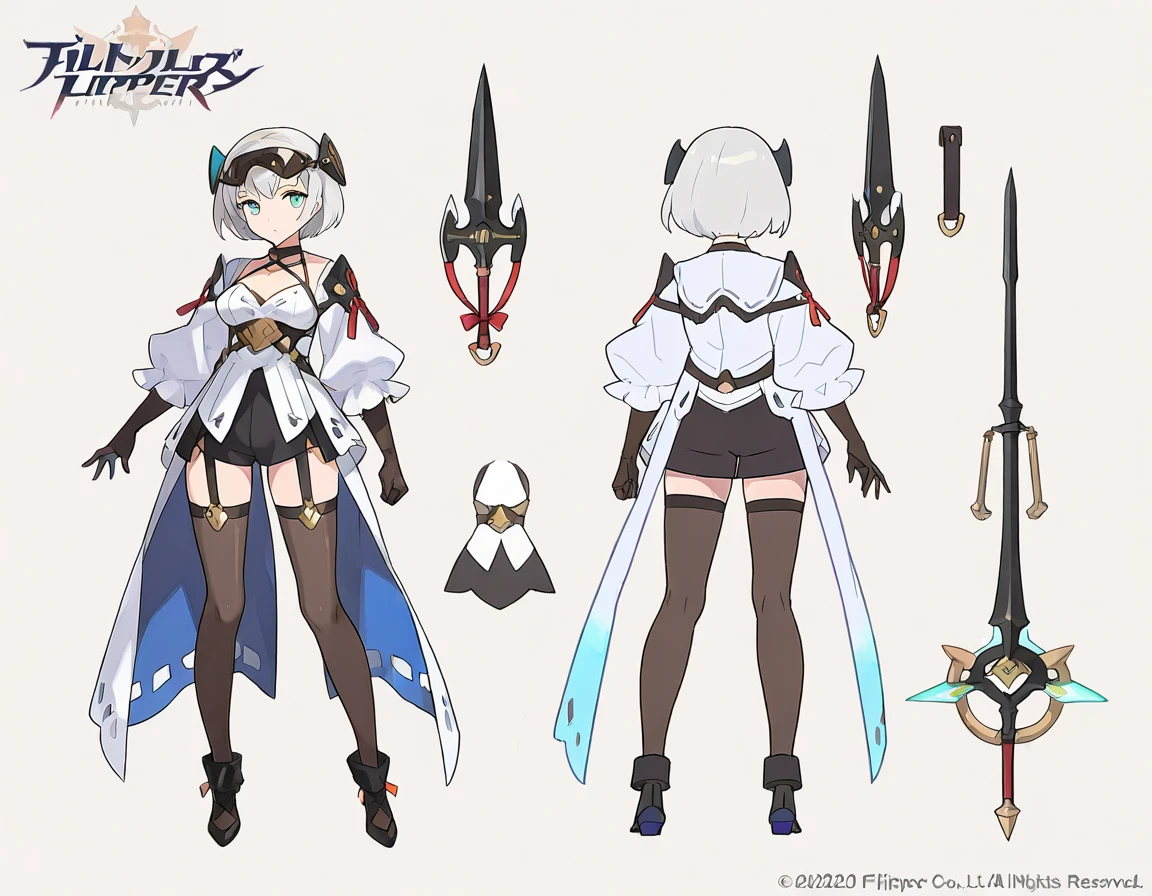 ((masutepiece)),(((Best Quality)),(CharacterDesignSheet, Same character, same outfit, front, Side, Back), Illustration, 1 girl, Fantasy Clothing, (simple background, White background: 1.3), No exposed skin,