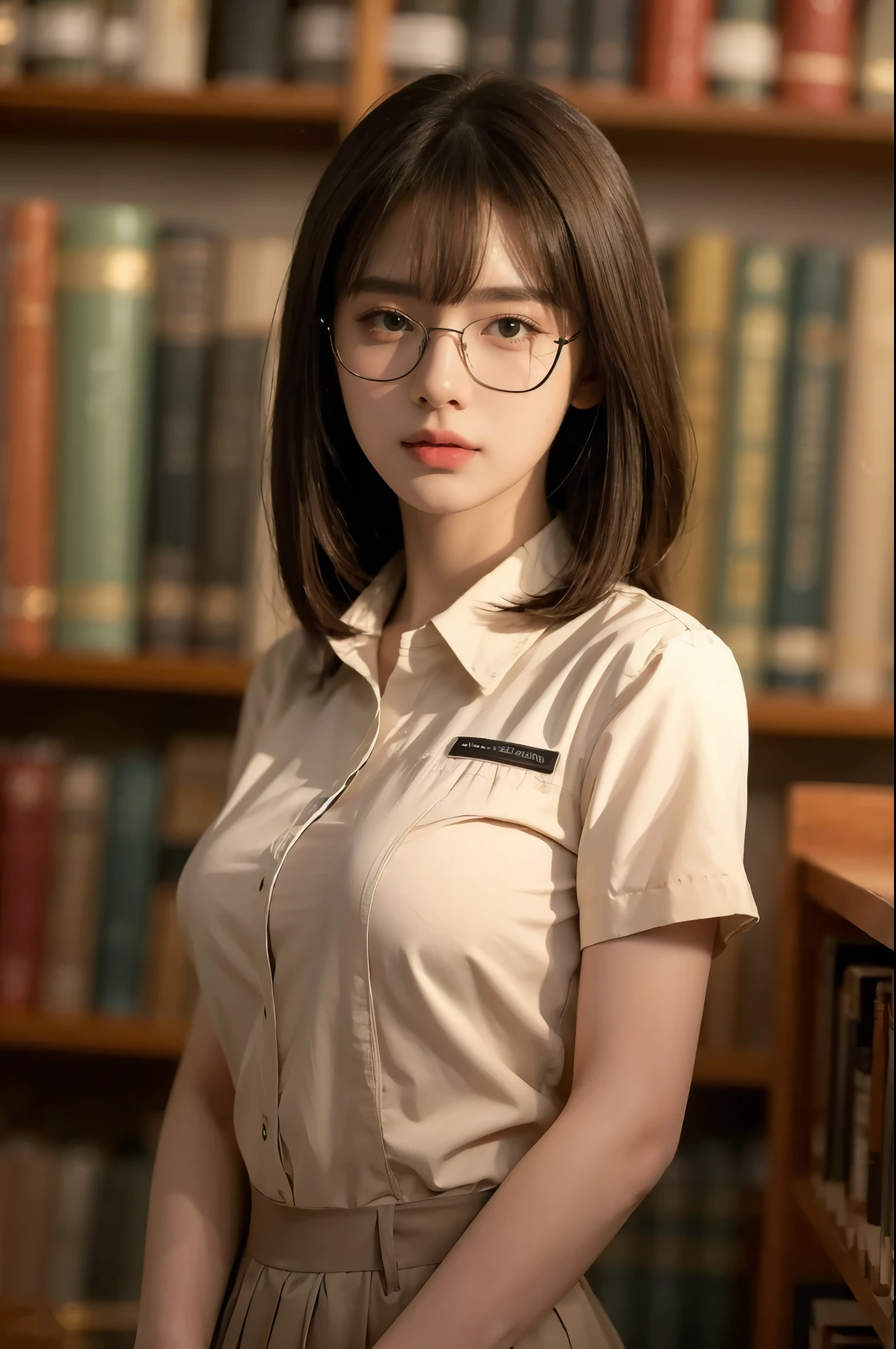 k hd,one-girl,University Library Life,First perspective,Wear glasses,