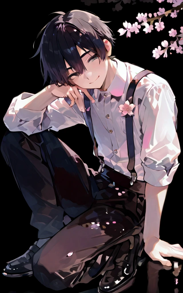 masterpiece, best quality, ultra detailed, (solo man), (male focus:2.0), ((young adult man:1.5)), black hair, (((hairs between eyes:1.5))), ((shoulder length:1.5)), ((narrow blue eye)), (pale skin:1.7), skinny body, (beauty mark:1.5), nsfw, ((be breathless)), (all fours:1.5), cum, (embarrassed,blush:1.3), (ecstasy:1.3), (vulgarity:1.3), (fucked silly:1.1), (steam:1.1), (wet:0.8), (trembling:0.8), (tears:0.7), (drooling:0.6), (sweat:0.8), open mouth, wince, (orgasm:1.5), awaiting tongue, (closed eyes:1.4), (completely nude:0.9)