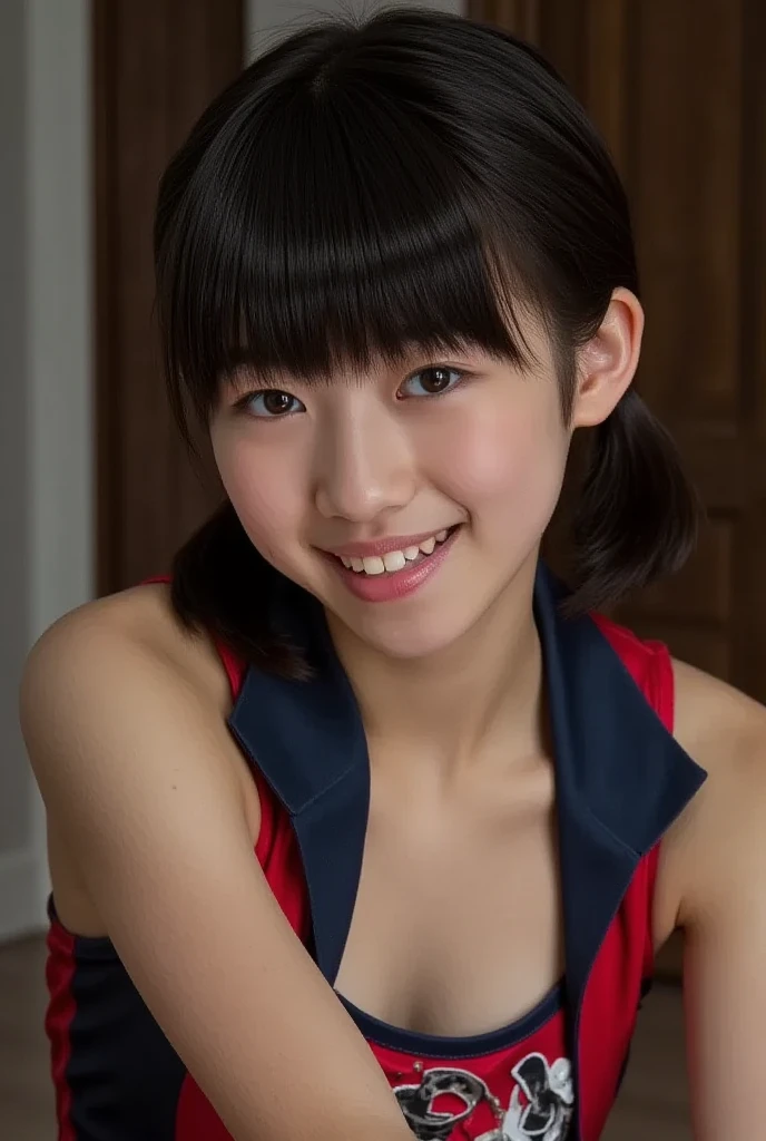 masutepiece, Best Quality, 8K, student, Teenw photo, absurderes, award winning portrait, Smile, Smile, Solo,Idol face, Delicate girl, Upper body, Digital SLR, Looking at Viewer, Candid, Sophisticated, zora々Right, Thin arms, Professional Lighting, Film grain, chromatic abberation, (Eyes and faces with detailed:1.0), (Bokeh:1.1) , basketball uniform