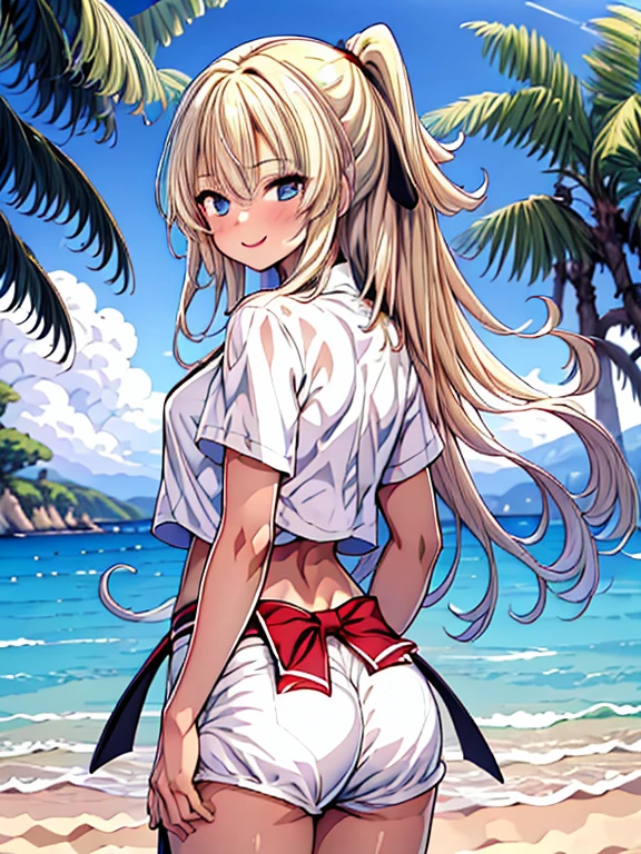 1girl,,tanned body,twintail,,outdoor,bikini,looking viewer,,10,(Gyaru),angry,'(((sex))),ass,from back,standing