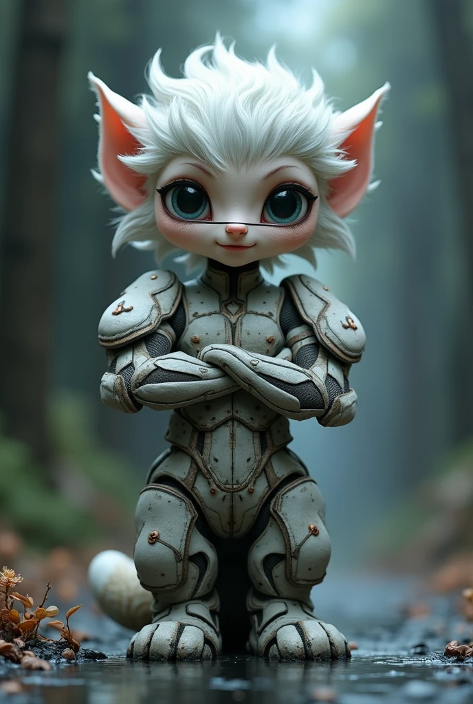 a cute grey smiling chibi skeleton lion running toward the viewer, bokeh blur background, insanely intricate details, small swipes of color, (masterpiece), breathtaking natures art work, deep shadows