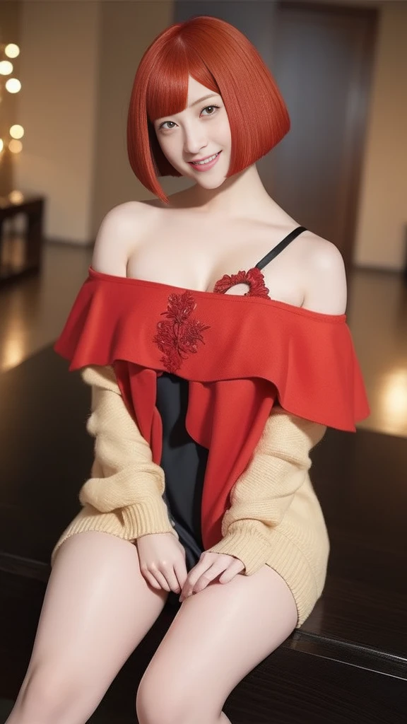 (photo realistic1.2),ultra detailed,(8K),(1girl),(Fantasy:1.5),(Vampire Castle),(bed),(vampire costume:1.5),(fang:1.5),(Vampiric items:1.2)topless,(small nipples),(big breasts: 1.2),nude gravure,beautiful Japanese, clothes in disarray,dangling earrings,(short pants:1.2),(from above),looking at viewer,(reaching out),(snicker),bust shot,(orange hair),(short hair),22years old,red eyes