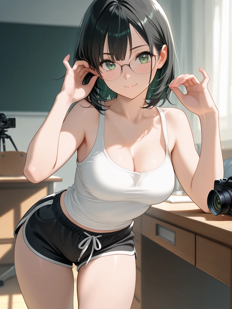 Under the legend,Chara,age girl,sexy for,green color,short crop top,with short brown hair,The face is red,Underwear model,lust,Hand repair,the detail,X-rated, The clothes ar,k hd,no underwares,ssmile, television show,Upturned buttocks,out your tongue,Playful,Back Shadow,Buttocks close up,cleanness,Lace edges,camel-toe