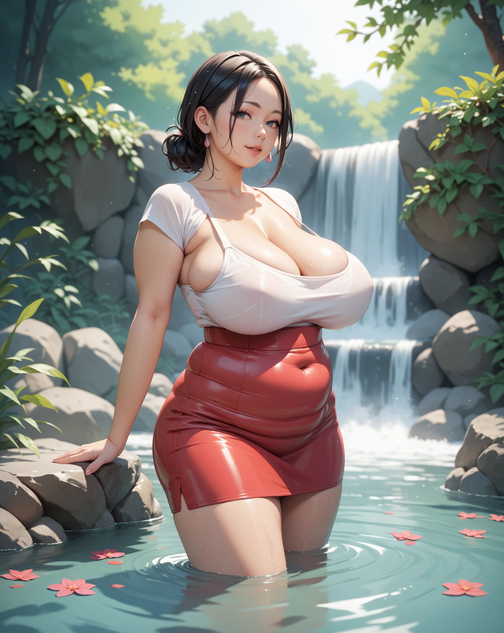 Full built of water body Insanely Beautiful Masterpiece finest details Beautiful female made entirely out of water, elemental, beautiful face, Bombshell, massiveboobs, attractive, Detailed Render, Breathtaking, 16k resolution dynamic lighting hyperdetailed intricately detailed Splash art trending on Artstation triadic colors Unreal Engine 5 volumetric lighting"sitting on ground, legs wide open , sitting, ((spreading legs wide open)) red outfit