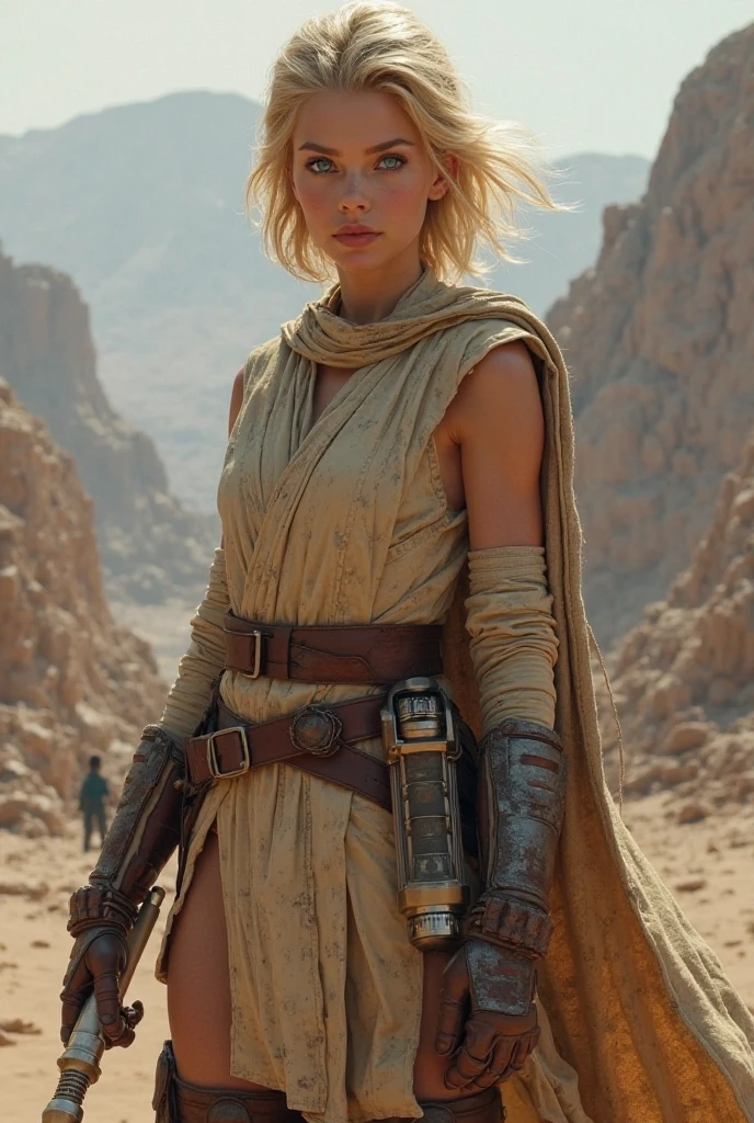 (Jedi meditation:1.3), serene photo,1girl, Jedi master in deep meditation, in jedioutfit, sitting cross-legged, (desert oasis:1.1), surrounded by blooming desert flowers, harmonizing with the Force, spiritual retreat, transcendent tranquility, desert enlightenment, Absurdres, hdr, ultra detailed illustration, extremely detailed face, RAW photo, film grain, skin pores, trending on deviantart
