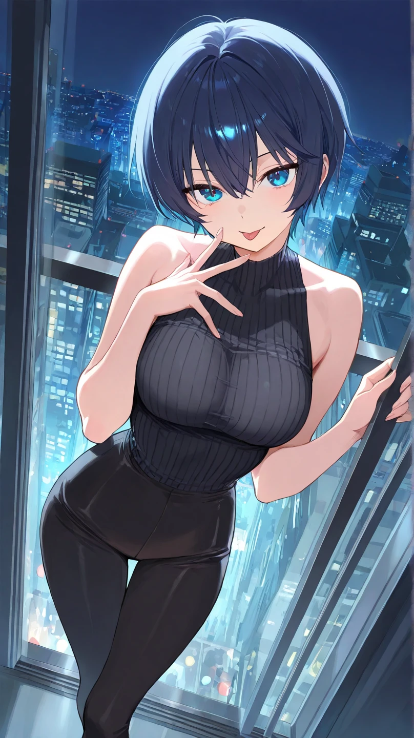 Very detailed, beautiful, Highest quality, detailed beautiful round eyes, beautiful detailed face, Whole Body Ezbian, 1 female, Bob Hair, (Random color hair, Golden mesh), Long eyelashes, Thick mascara, Dark eyeliner, Toned thighs, 40 years old, (Random color turtleneck tight dress), Perfect Face, Perfect body, Sexy pose, (A charming smile), Random Location, nature, (Background Asahi), (alone), ((masterpiece, Highest quality, High resolution, Pixel Perfect, 8k,))