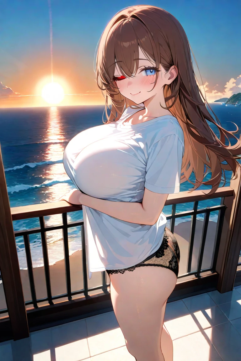 (Masterpiece, Top quality: 1.5), nsfw, (large breasts:1.3), ( nude, bared, naked:1.4), standard weight, ( brown hair:1.4), (airy hair, wavy hair:1.3), long hair ,asymmetry bangs, swept bangs,16 year old, angry, (flustered:1.3), sexual climax:1.3, open mouth, beautiful scene of beachside , dynamic pose, (wet:1.3),(1boy and 1girl are having sex:1.3), (breast grab from behind:1.3), a boy is with black hair, (cum:1.3), (pubic hair:1.2), arms up, closed eyes