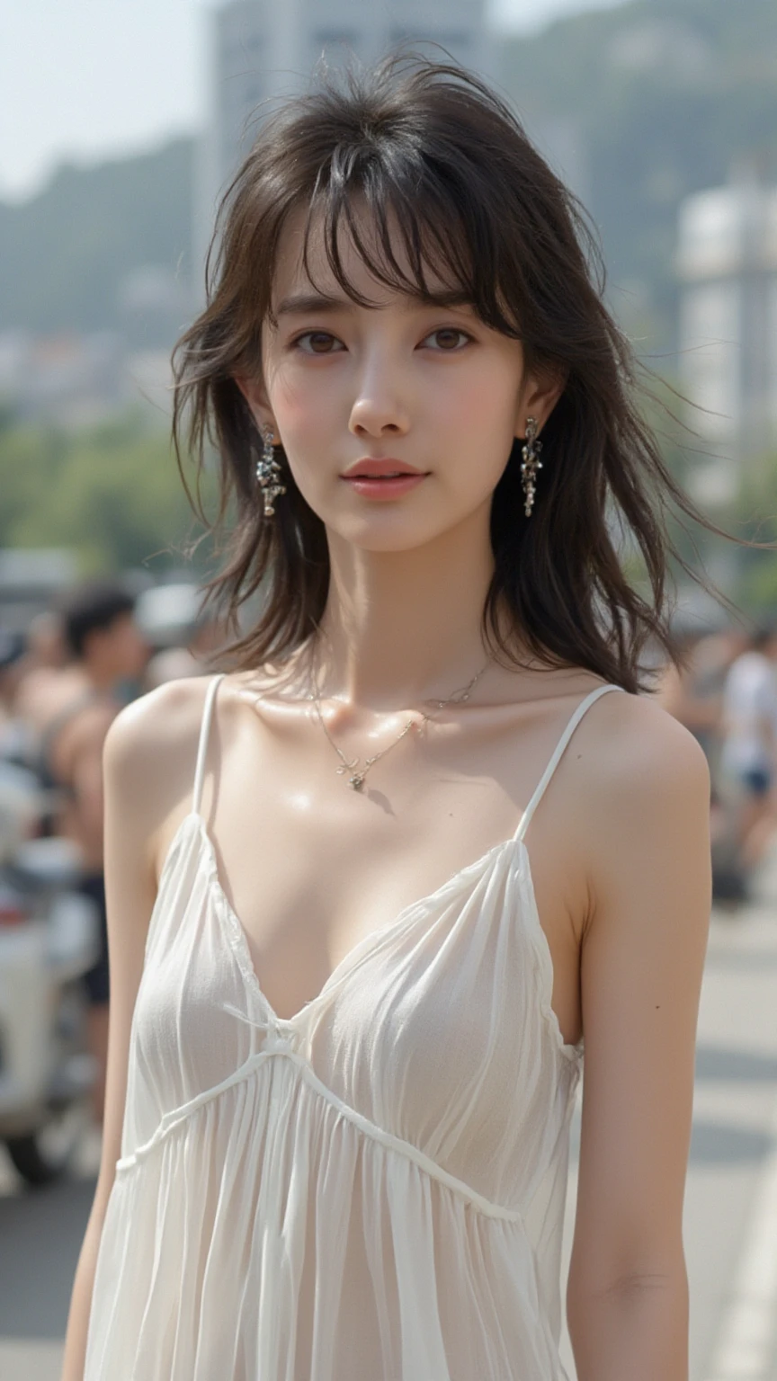Show my Very flat chest, (Old Lady:1.7), Transparent transparency, (Skinny Strapless Dress), adorable, 1 girl, (face to face), 10 years old, baby face, happy, half body portrait, (face details: 1), (eye details:1), ((skinny flat breasts)). wearing transparent transparency long shirt, .. Cute posed. proportional body. Ultra High Res. realistic: 1.4, UHD, lace , very flat chest