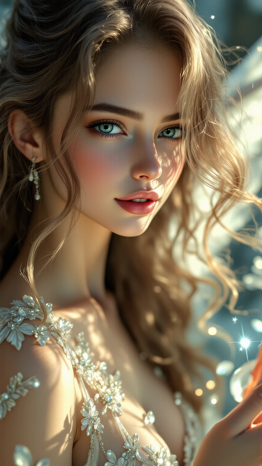 princess, new realism, ultra realism, ultra detail, photorealistic, 4k, photopainting, anaglyph, engagement photography, femme fatale, Naturel Makeup, Professional Photography, Award Winning Photoshoot, Hyper-Realistic, Canon 1DX Mark III, 35mm, f/8