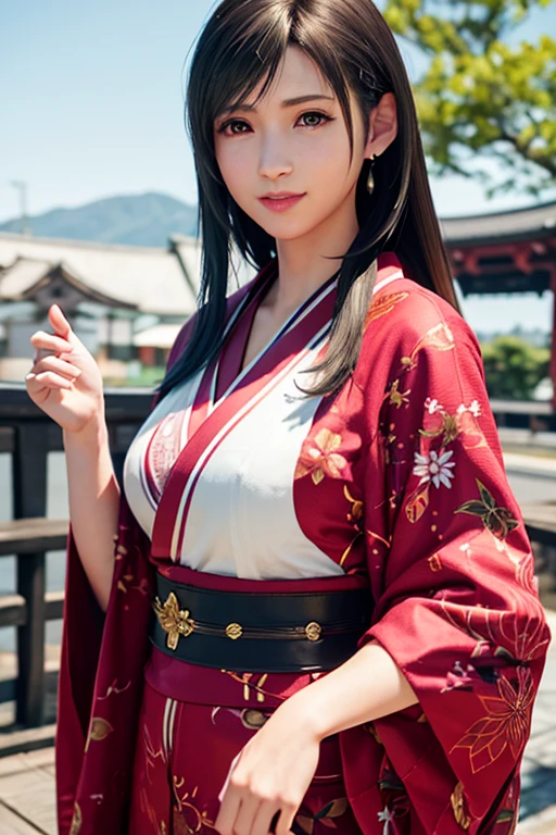 Photorealistic, High resolution, 1womanl, maturefemale, Solo, hips up high, Long hair, The tattoo, Wearing kimono_Clothes