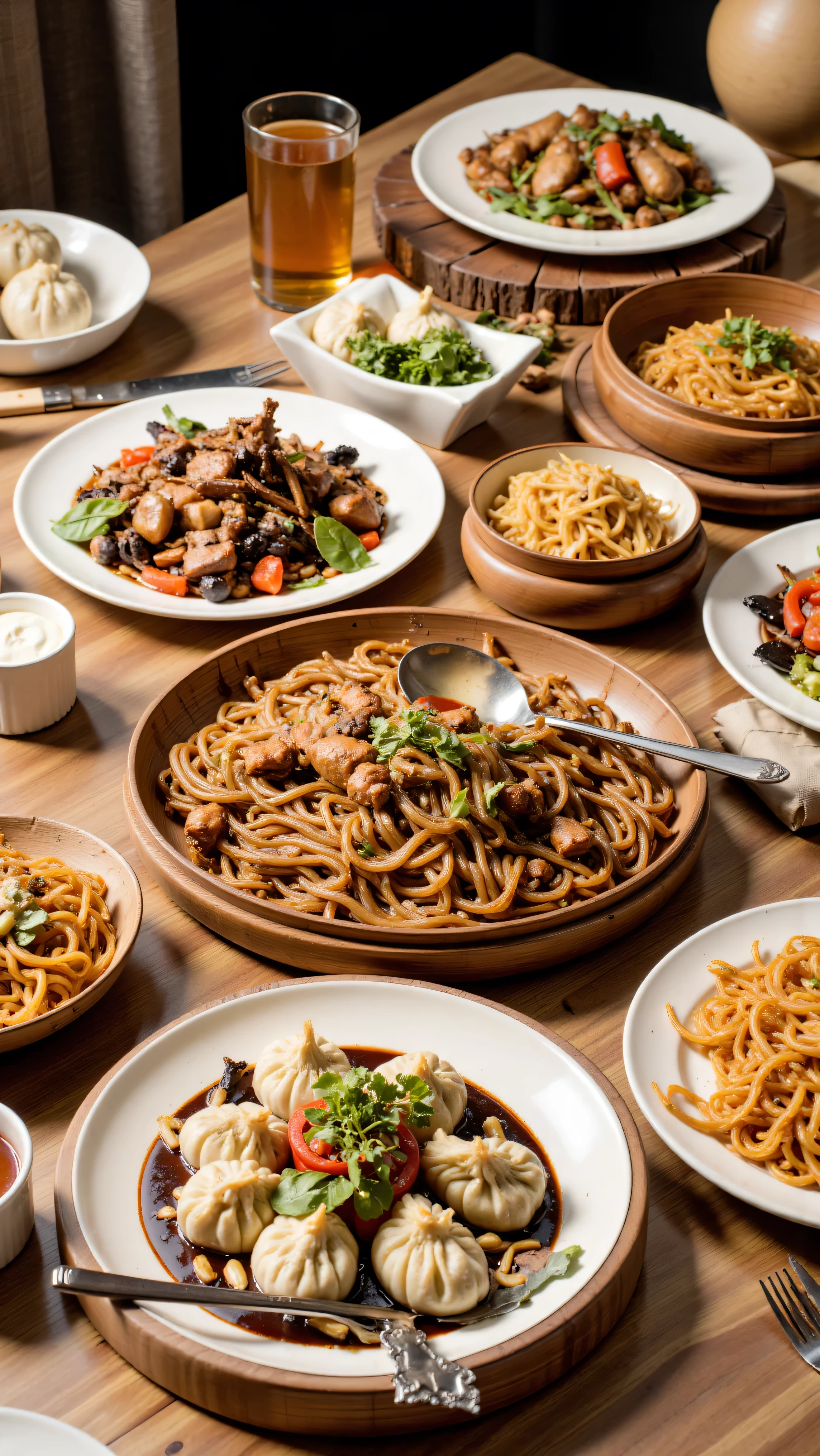 Make a photos of China foods at the table, 4K, Studio Quality, Close Up, Detailed. Realistic. 