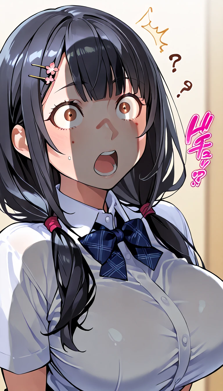(nsfw),masterpiece,ultra detailed,sharp focus,4k digital art,high resolution,(peeing self,urine),(v sign with both hands:1.5),(aroused and blushed:1.7),(peeing),tareme,(adult beautiful face,curvy adult body:1.3),(from below:1.4),(school cardigan:1.3),dress shirt,black socks,(navy and pleated skirt),bow tie,(medium black hair,long straight hair),(tanned skin),at night light,outdoor,(sweaty:1.2),grinning,(trembling,flying heart-shapes),(squatting and spreading legs),(sexy and laced pink undies:1.3),loafers,crowd in background,gigantic breasts,drooling,heart pupils