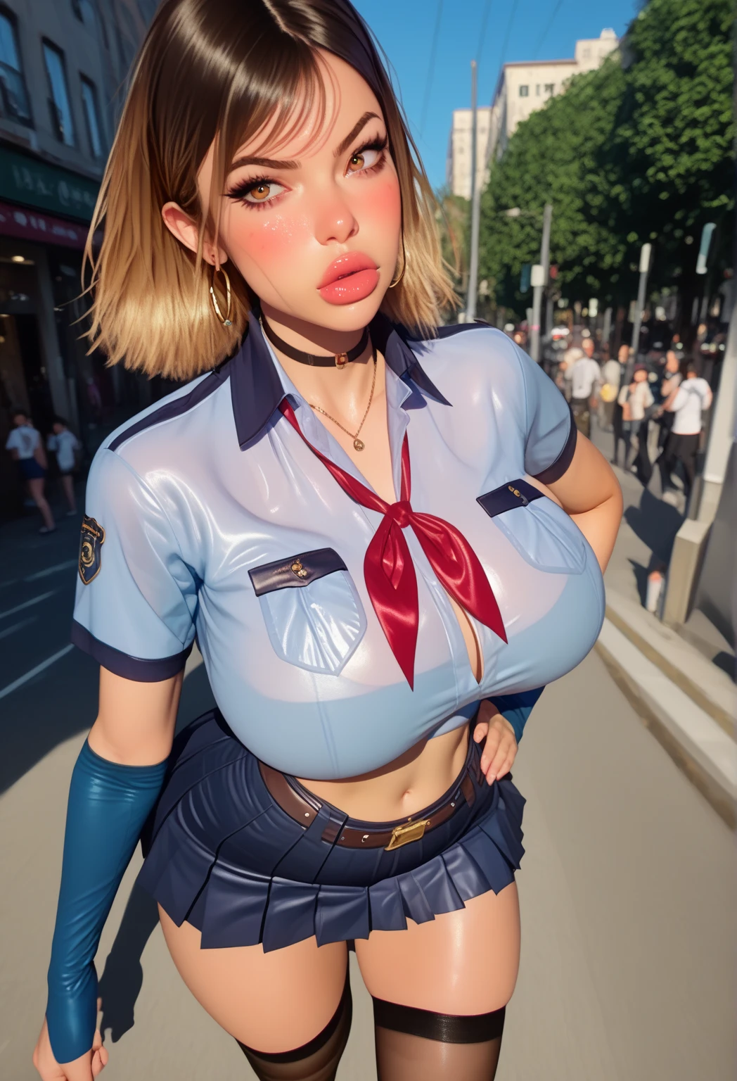 1girl, (nun:1.1), blue hair, messy hair, (braid), young female, ahegao, rolling eyes, (fingering helself while standing on a bus:1.5), spread legs, black thighhighs, long pleated skirt with slits, torn clothes, (veil:1.1), bare breasts, BreastsApart, showing her face, fingering, (female masturbation:1.2)