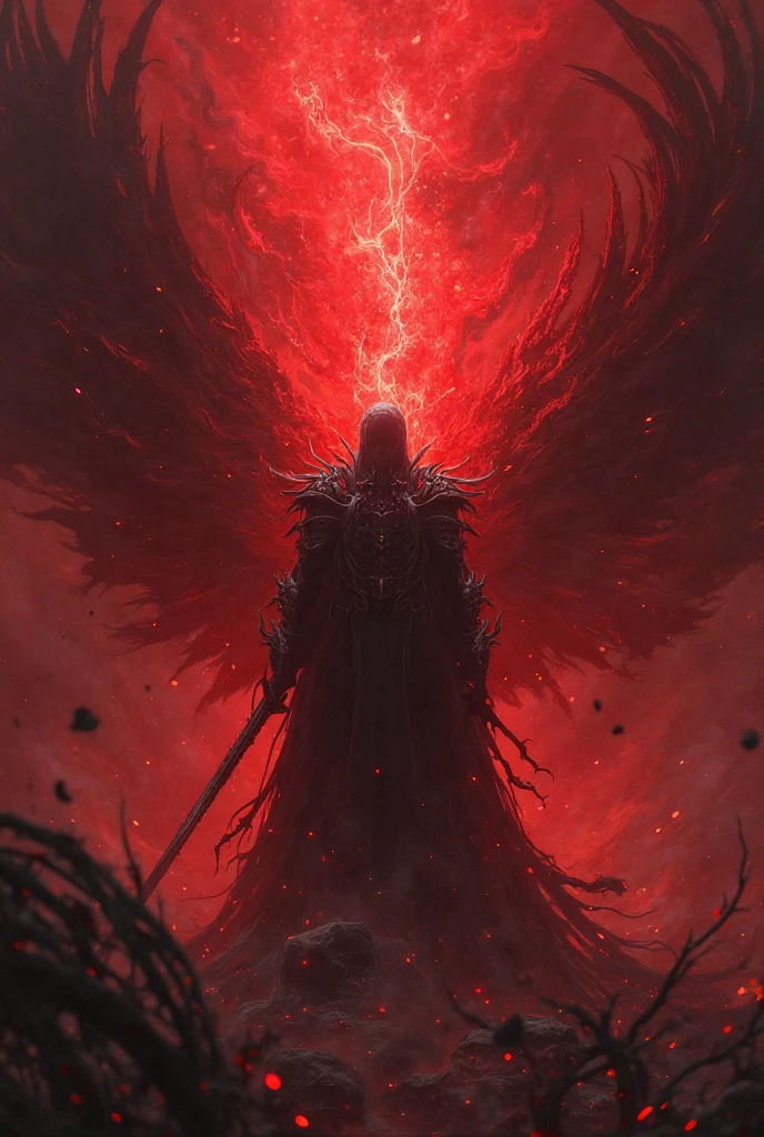 messenger from hell, demonic angel standing in a dark cave with fire and flames, diablo digital concept art, angel in hell, dark soul concept, epic fantasy digital art, symmetrical epic fantasy art, dark soul concept art, epic fantasy digital art style, fantasy epic digital art, in style of dark souls 3, 4k fantasy art, diablo concept art, dark fantasy style art