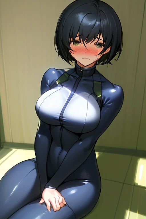 mastute piece,Best Quality,insanely detailed,8k cg,nsfw,
(shoot upper body:1.3),
(1girls:1.3),(Petite:1.2)、Short、standing,looking at viewr,body in front,both arms behind back,(leotard,bare breasts:1.4,bare crotch:1.4),
break,
blush,shy,(trembling:1.2),(light blue hair),
break,
perfect breasts,perfect teats,(open mouth:0.9),(large breasts:1.3),
(indoor sports field)、