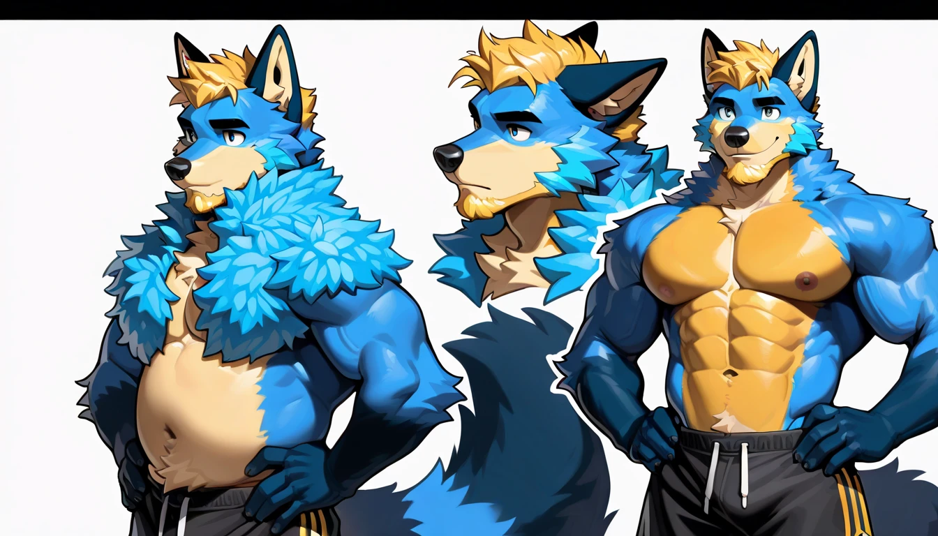 Miles prower, anthro, yellow fur, blue eyes, adult, male, handsome, twink, showing his butt, thick plump butt, round buttcheeks, skin tight leotard wedged deep up his butt, wedgie, gay, cute, solo, standing upright