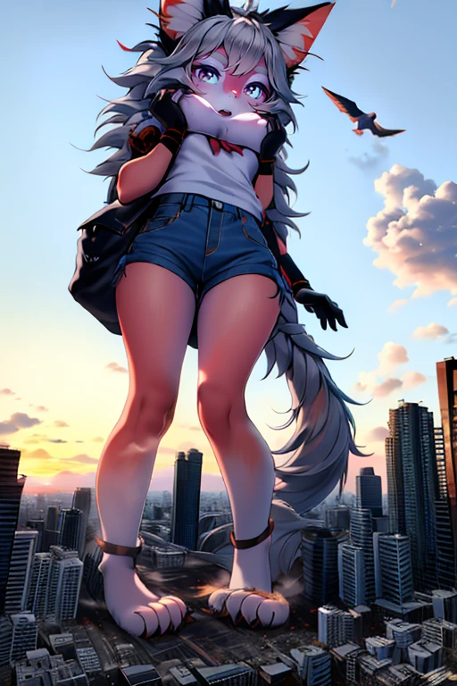 masterpiece、Highest quality、Giantessのイラスト、Giant Spaceman、Giant aliens、smile、Open mouth and show teeth、beautiful身体、simple、beautiful、Anime illustration、Draw a woman in a big way、Completely naked、Large Breasts、Giantess、Hall々Stand with、Hands on hips、giantess、Black Hair、Long Hair、Low - Angle、Destroyed small town、Destroyed small building district、City in Ruins、Smoke is rising、The fugitive々、Destructive illustration of a small city with buildings visible in the distance