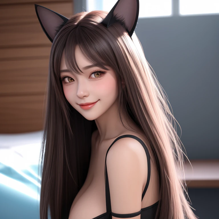 Cat ears、full bodyesbian、realisitic