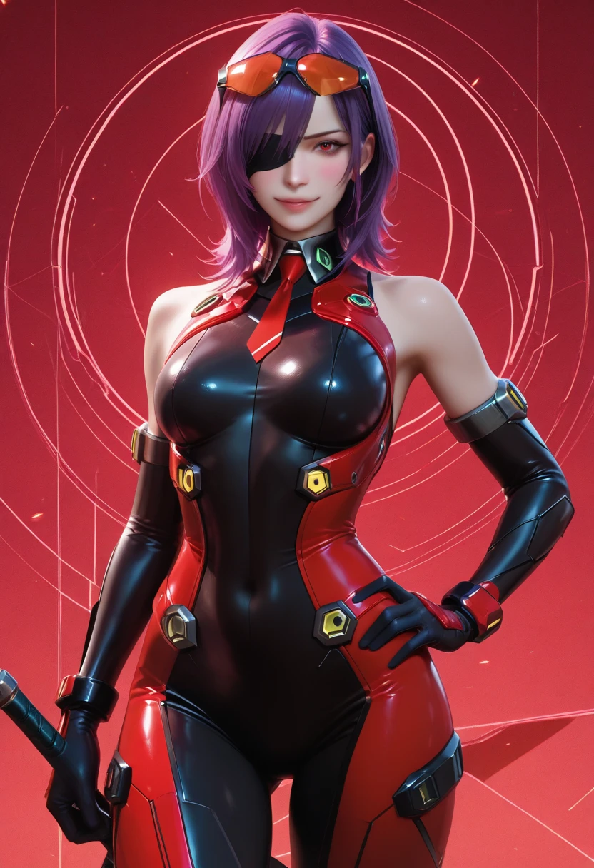 Experience the power of cybernetic prowess with this dynamic photo of a female warrior adorned in crimson armor, her purple hair flowing as she strikes a fierce pose. The fusion of human and machine is evident in her cybernetic enhancements, symbolizing the boundless possibilities of technological evolution. (Dynamic photo of a cybernetic female warrior in crimson armor), (Fierce pose with flowing purple hair:1.2), (Evident fusion of human and machine:1.3), (Symbolizing boundless technological evolution:1.2), inspired by the harmony of man and machine,(((milf))),<lora:OboroV2:0.8>