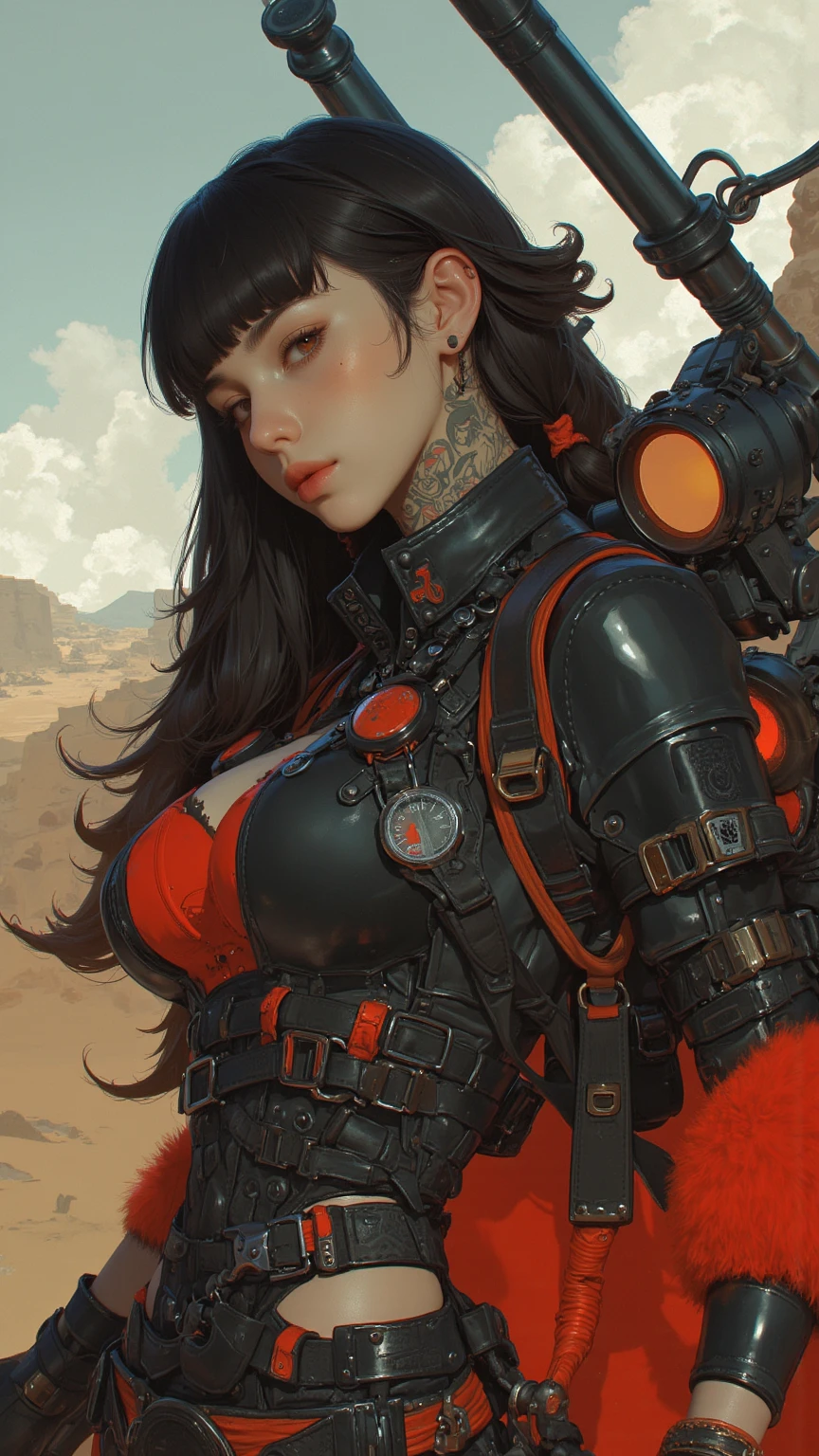 A highly detailed and realistic skull girl,( Anya. Taylor Joy) cyberpunk character, mad max furiosa, one hand robot, cyborg arm, orange hair, dramatic metal heavy rock theme, best quality, 8k, hyperrealistic, photorealistic, extreme detailed painting, studio lighting, vivid colors, dark moody atmosphere, cinematic, dramatic pose, intricate mechanical details, glowing energy effects, intense gritty textures, seamless integration of organic and inorganic elements. Wearing the used clothes of a wastelander. Background: An apocalyptic wasteland. Dusty and depressing.