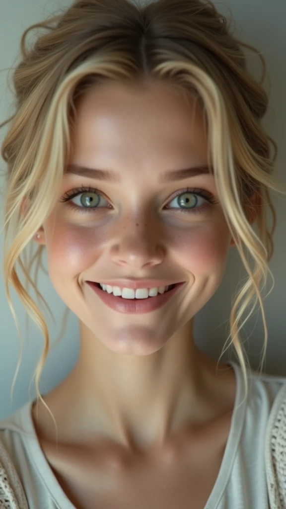photograph full body of two beautiful 30 year old women with curls and many many freckles, (dirty blonde hair), (blue eyes), dramatic light, Rembrandt lighting scheme, (hyperrealism:1.2), (8k hd:1.2), (photorealistic:1.2), Taken with Canon EOS 5D Mark IV, detailed face, detailed hair, naked, one laughing a lot and the other surprised, Big bust, photo taken 3 meters away, fun