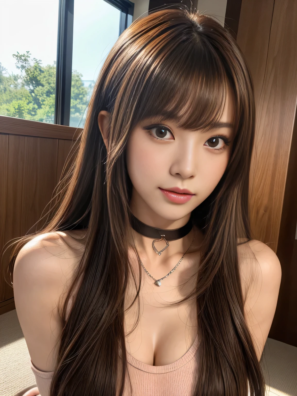 ((Very shiny and glossy, fine, voluminous, detailed, very straight, medium straight:1.5))　(Her hair is a captivating deep black.:1.3)　The sexiest 24-year-old woman in Japan)　((highest quality)), ((masterpiece)), Perfect Face　(The bangs are neatly trimmed like a princess cut.)　 (Familiar), Perfect Face　(Extremely detailed 8K)　(Stable diffusion model)　(Her skin is a typical Japanese skin tone and body type and is very detailed.)　(big breasts)　Dynamic Lighting　(Real photos taken by professional photographers:1.2)　(Her face is slim and dignified.., Long, narrow eyes..々Nice face)　(The room has white sheets and a canopy bed.　Calm and peaceful style, cozy treehouse bedroom, Luxury wooden cottage, Bedroom　hard morning light　Morning Glow　Clean and rustic design　Flower Jungle Tree House, Clean and neat design, burr, White bed, Quiet Bedroom Setting)　((She is giving the viewer a very seductive look.))　(Perfect beautiful make-up and light red lipstick)　(She is wearing a beautiful, pure white silk ao dai.)
