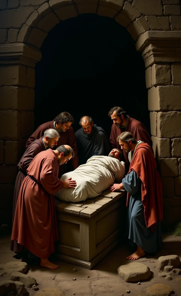 I want an icon of a corpse being revived, him getting up grotesquely.