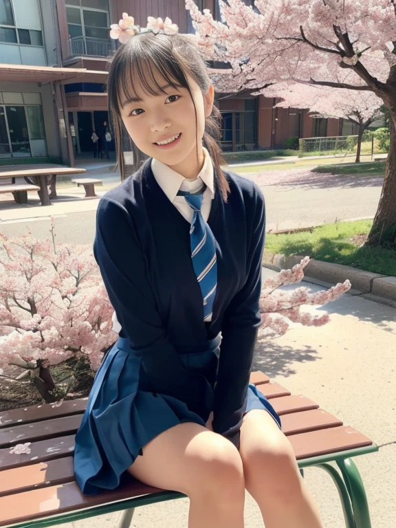 Pure Japanese school girl, outstanding body, beautiful legs, wearing uniform, pantyhose, natural hairstyles, sweet smile, sexual attractive, sitting, refreshing in early summer,