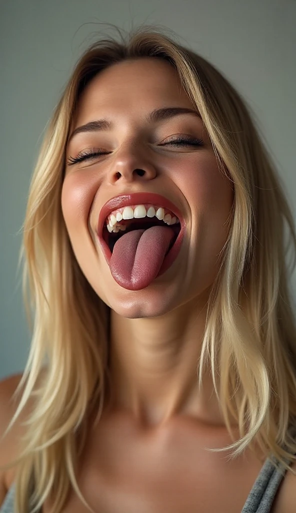 photo of an unreal cute slim young woman with her tongue out, white caucasian, pale skin, very wide smile, very (long tongue:1.5), (mouth wide open:1.2), big mouth, large mouth, eyes open, looking a the camera, big breasts, very detailed, slim, slender, skinny, cute, studio photo, high quality, uvula, tonsils
<hypernet:femaleTonguesAnd_femaleTonguesAnd:1>