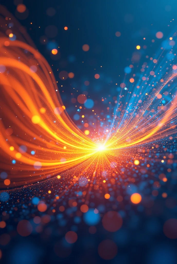 "Abstract geometric illustration representing fiber optic connectivity and labor strength, using modern curves and lines. Only orange and blue brand colors used. Perfect for Labor Day / May Day social media post. Clean and premium design feel."

