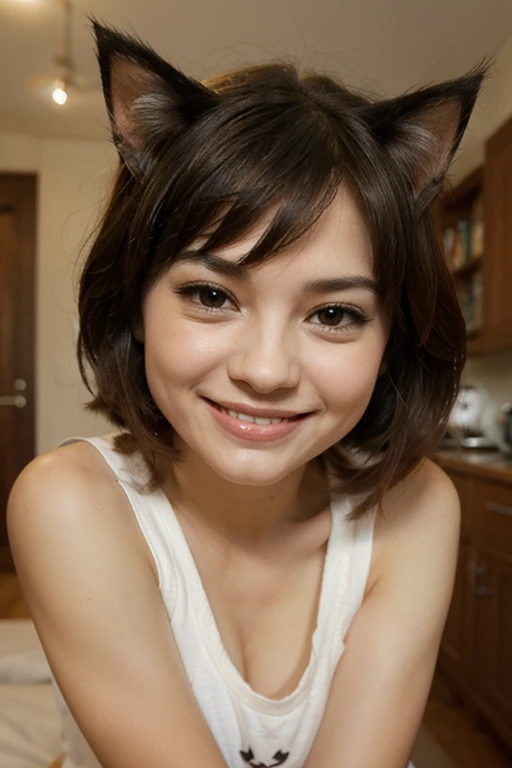 Cute and furry monster with a cute face smiling