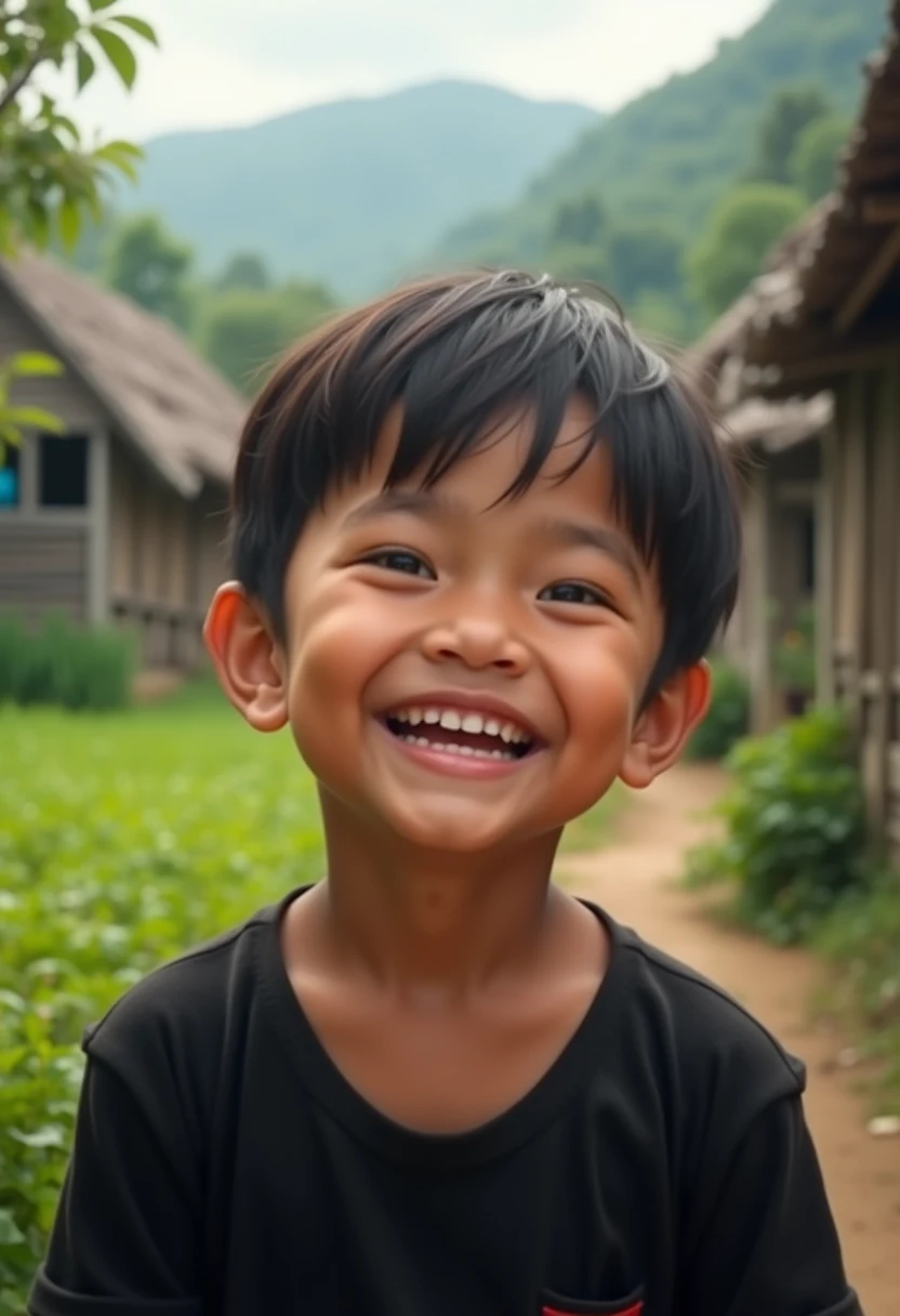 There was a little boy sitting on the grass，ssmile, mid shot portrait,, Boy with neutral face www.haiyiai.com/ac84cf52-a283-4a6a-b47d-bc3929b91bce