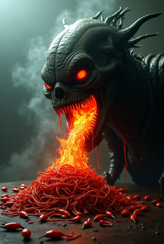 SyFyEyeHorror1, open mouth, 6+others, stitches, grey background, against glass, red theme, 1other, glowing, molten rock, fantasy, <lora:SyFyEyeHorror1_XL_v1.0:1>