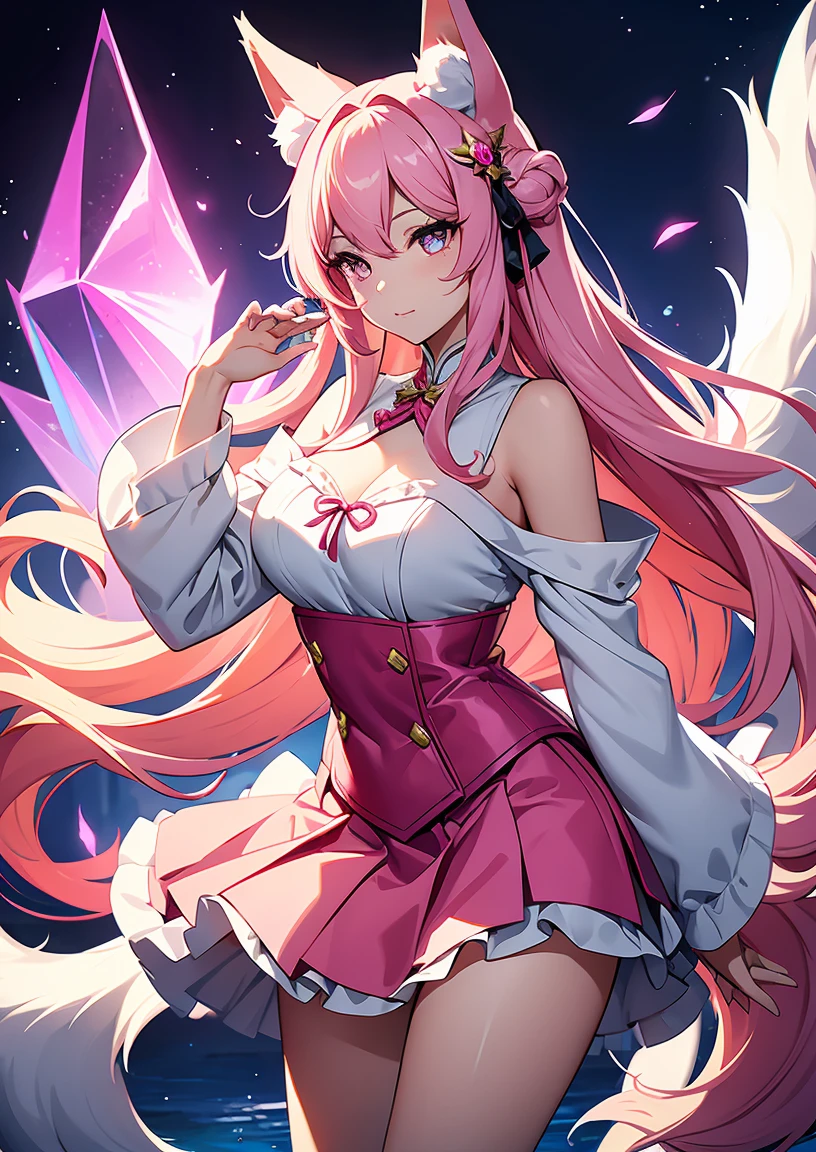 hyper precise hyper detailed illustrations,fate grand order style,1short shota,pink hair,long hair,angel halo,cat ear,cat tail,open mouth cat smile,looks like little bitch,Whip thick thighs,adult-game style magical girl costume,
