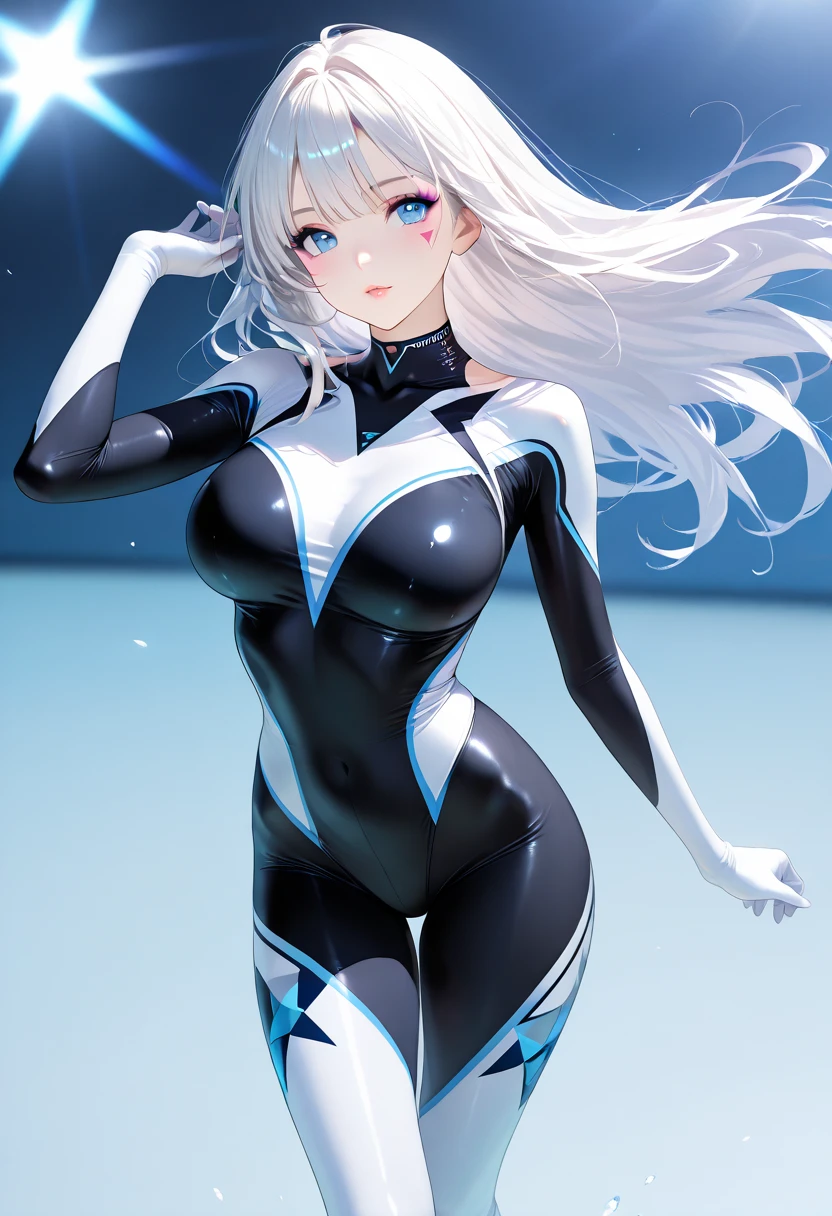 Planet 436B Planet ES-X, 8K, A high resolution, Realistis, realistic shapes, Ultra photo realsisim, Sempurna, Perfect shape, Sempurna, The is very detailed, Realistis, Very clear focus, erte 12k, Very high definition, scenery background,（（1girll，（a matural female）long whitr hair）,full bodyesbian