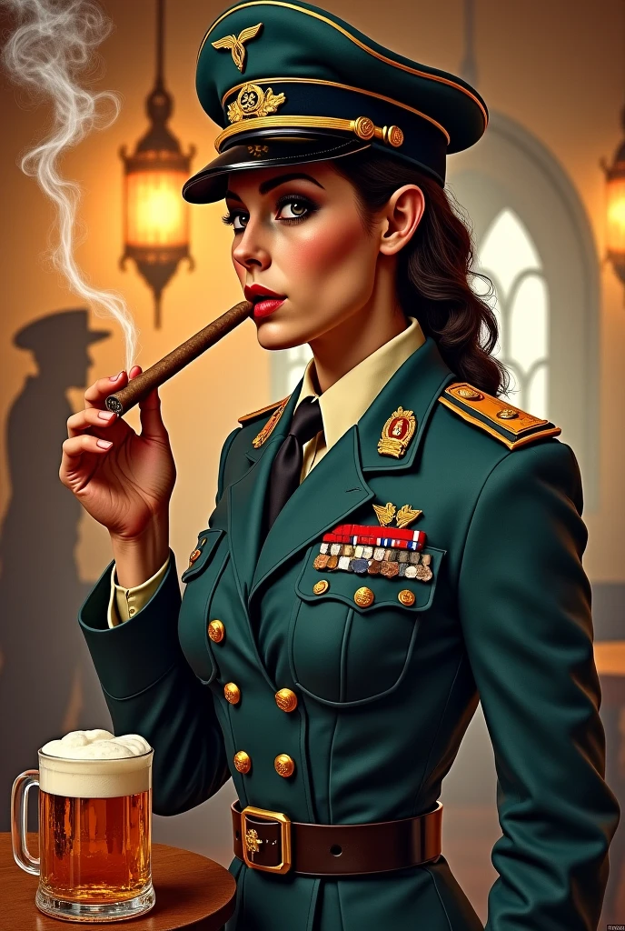 (Photorealism:1.2), sexy woman soldier, She is counting a lot of money.. office. girl in military uniform.
