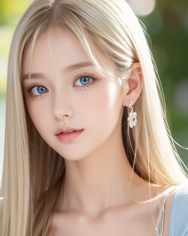 Dazzling golden shine、Silky baby blonde fine hair、ponytail、Super long straight hair、Hitting the face and front of the eyes、bright, Very beautiful pale marine blue eyes、Sheer white and wet nightgown、Nordic youth、Perfect body、White beautiful skin、Glowing Skin、Small Face Beauty、Baby Face、Young and beautiful skin、Perfect beautiful little face、bright makeup、Cheek gloss、Gloss Face、Very beautiful face、Pale pink lips、bright表情、A very cute 16 year old girl、Unbuttoned shirt、lipstick、Deceptive advertising、{vapor}、Viewer&#39;s vision、Golden Hour Lighting、Bokeh Atmosphere Perspective、detailedな動画 ライト、Intricate details、High resolution、フェイスデザインのdetailedな特徴、detailed、Clear focus、Smoothness、aesthetics、Printed、Octane、masterpiece、